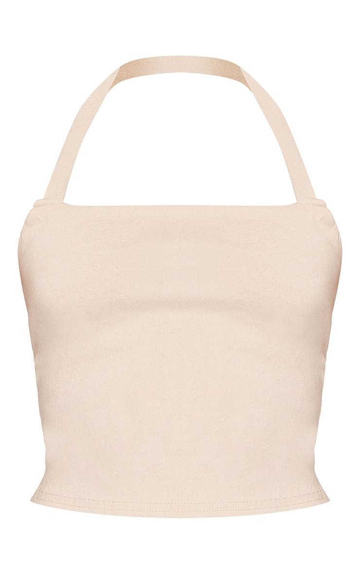 Crème Ensemble Coordonné Haut Dos-nu En Tissu Extensible