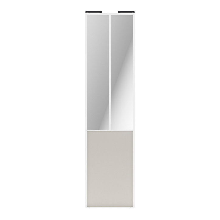 Porte de placard coulissante atelier gris clair mat profil blanc GoodHome Arius H. 248,5 x L. 61.2 cm + amortisseurs