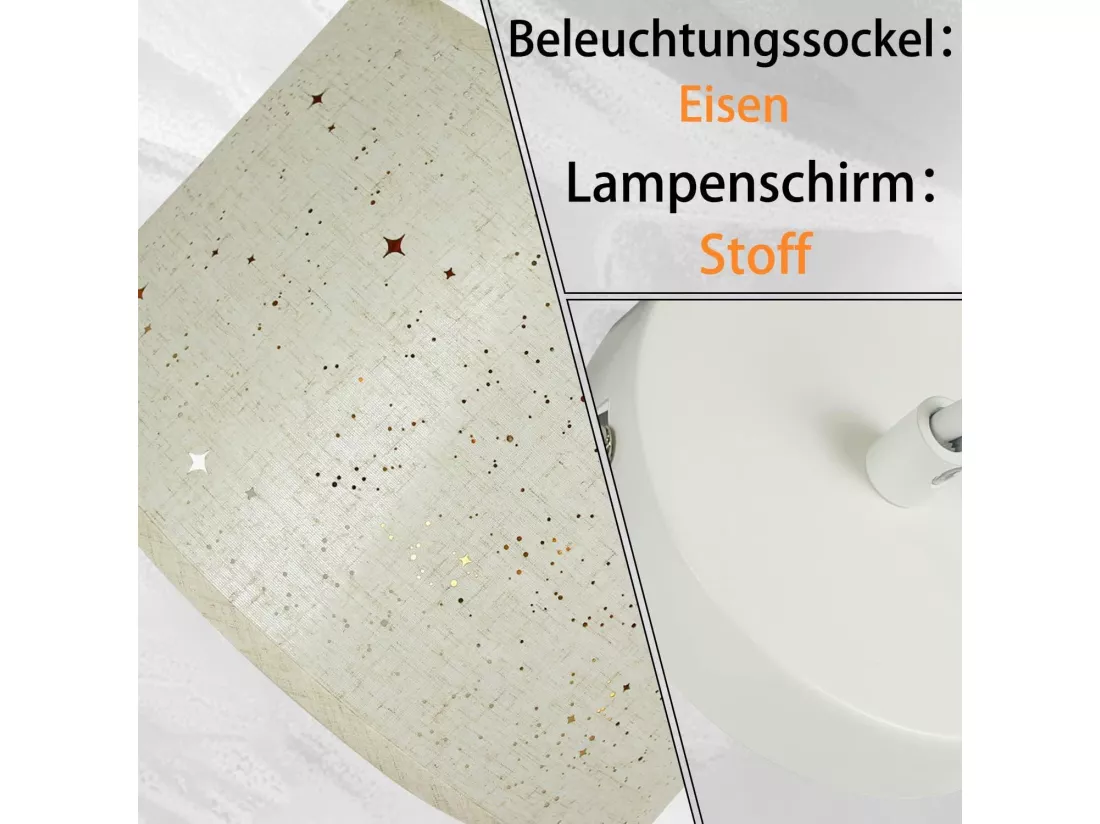 NETTLIFE suspension métal blanc Diam.38cm E27 38CM moderne avec abat-jour en tissu douille design ciel étoilé pour chambre salon - sans ampoule