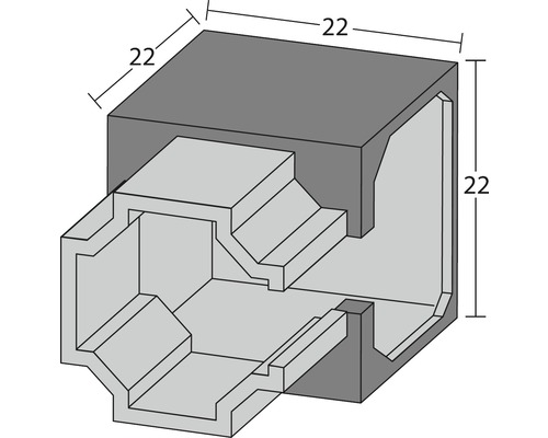 Hoekstuk “LUXline” PET opaal / translucent 22x22mm
