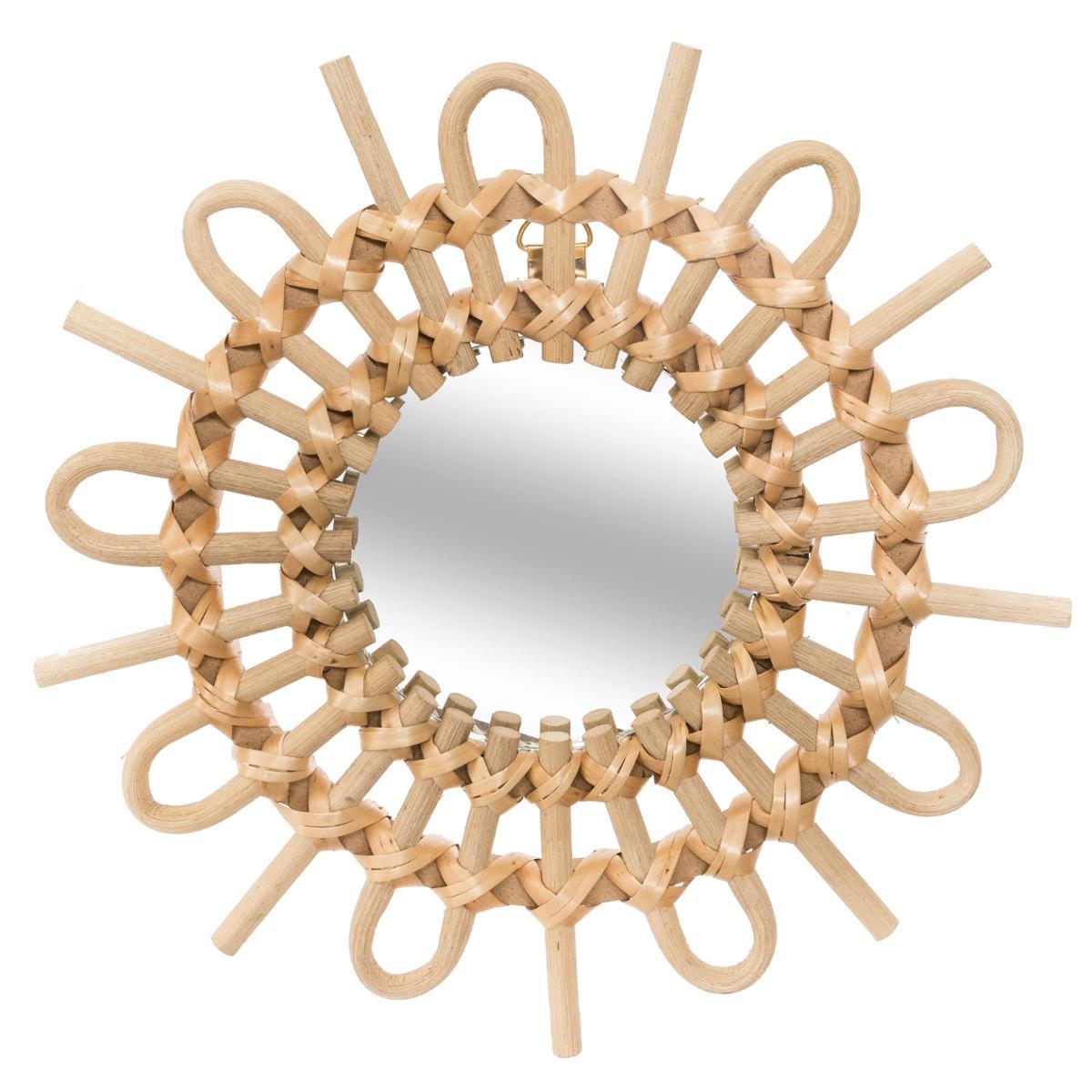 MIROIR ROTIN SOLEIL X3 PIECES D.28CM