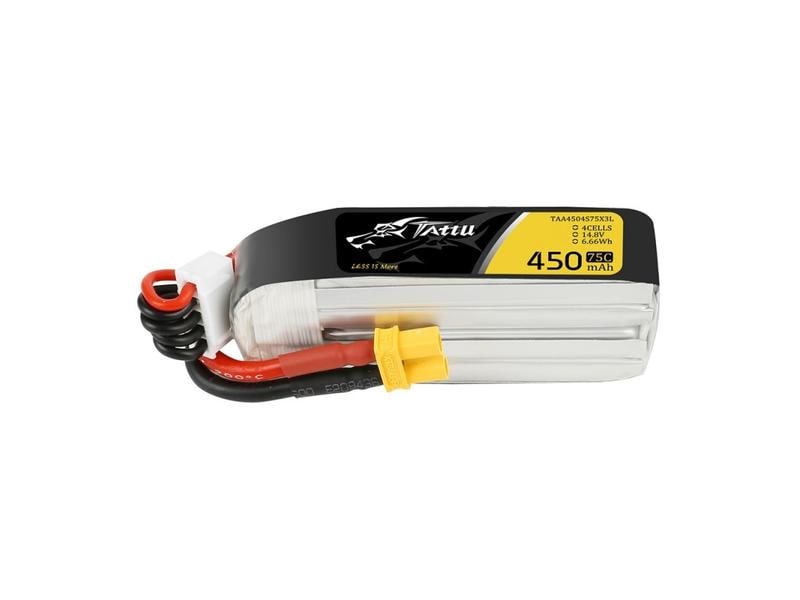 Tattu RC-Akku LiPo 450 mAh 14.8 V 75C Long Softcase 4S LiPo-Akku mit XT30 Stecker L Grösse für H-Rahmen