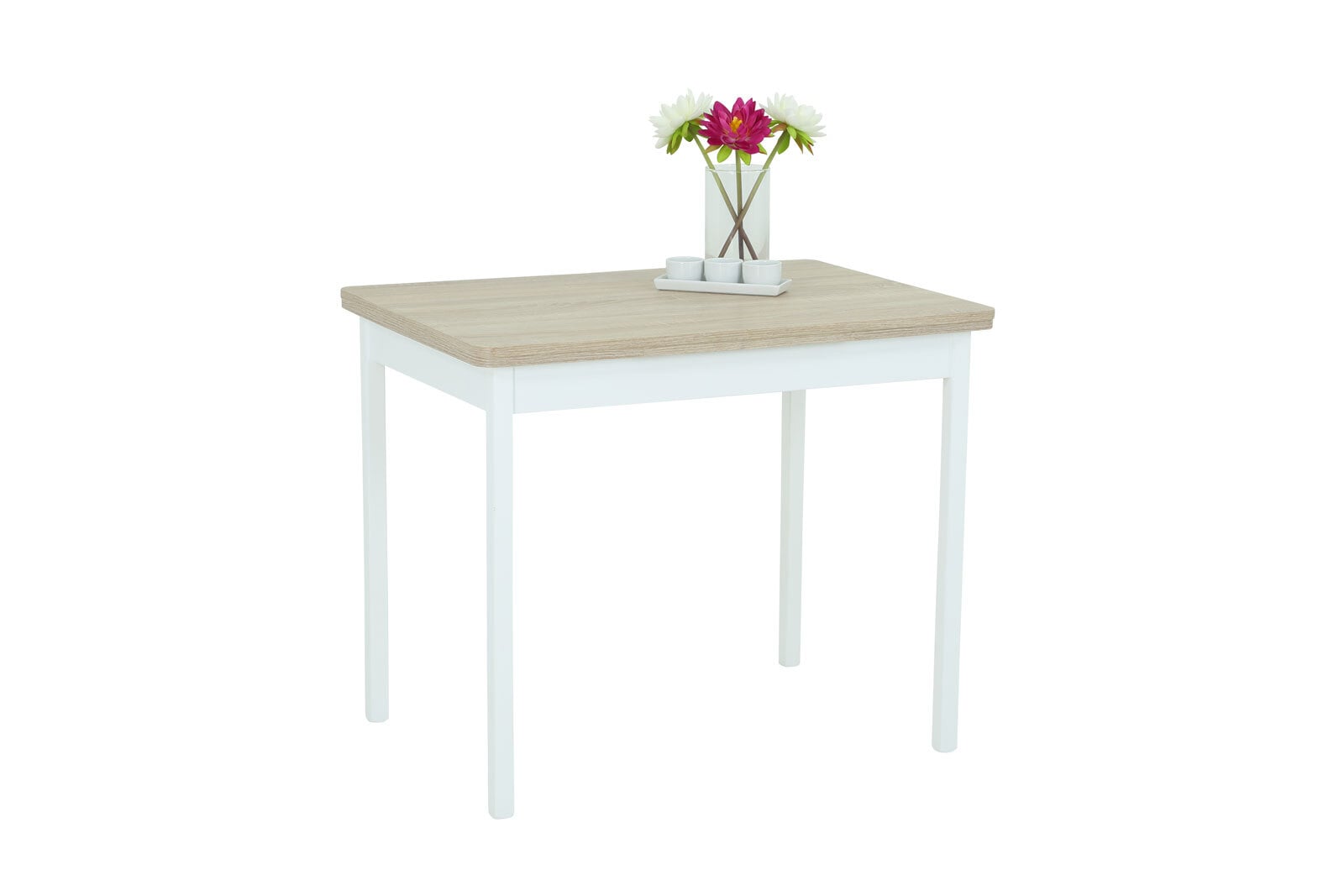 Küchentisch Kiel weiß/Holzdekor Sonoma Eiche 90 (142)x76x65
