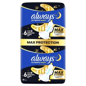 always Ultra Binde Ultimate Night Max Protection Flügel (Grösse 6), 12 Stück