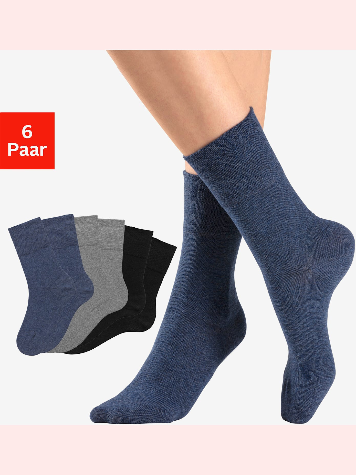 Chaussettes 6 paires de socquettes, idéales pour les diabétiques