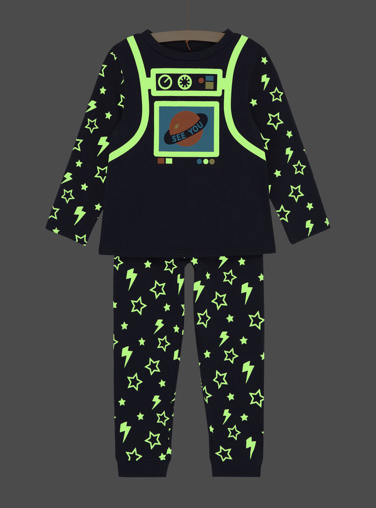 Pyjama bleu phosphorescent nuit à imprimé cosmique garçon