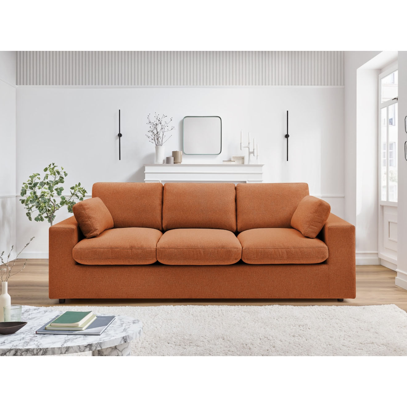 Bobochic Canapé compact belair orange - 220x93x80 cm