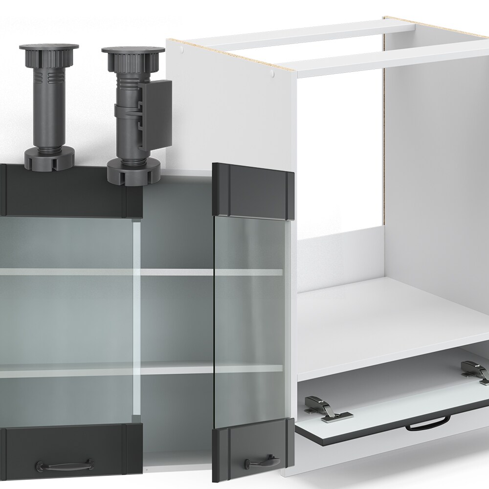 Vicco Küchenzeile Fame-Line Landhaus Eckküche Winkel Küche Einbau Anthrazit