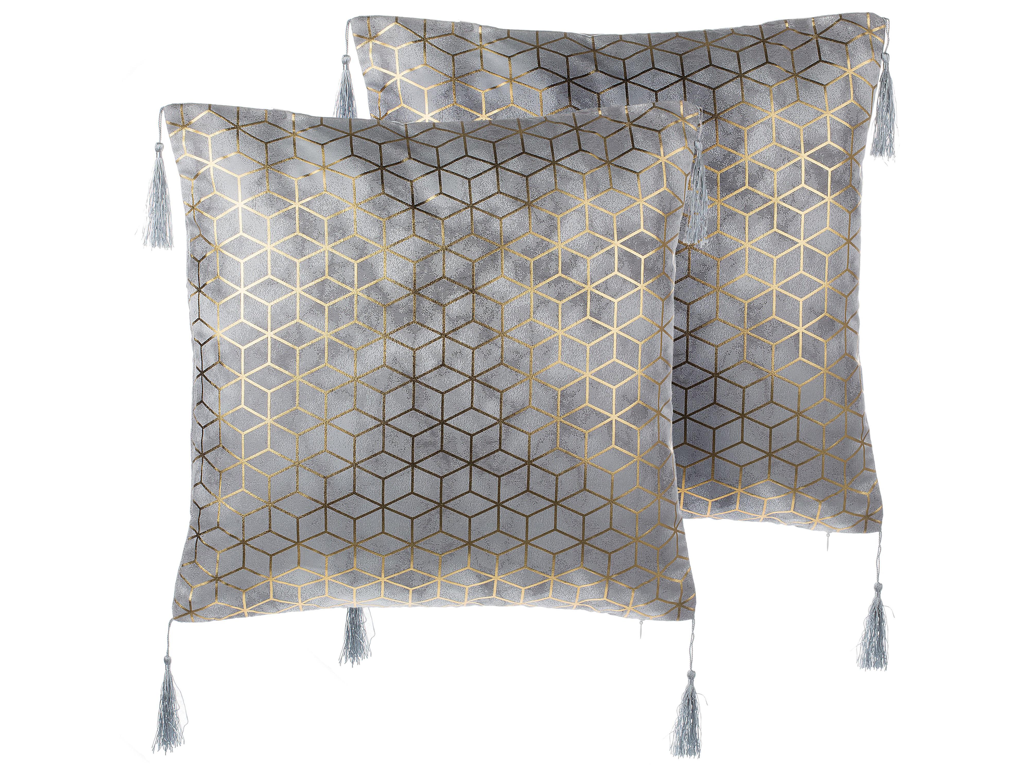 Set van 2 sierkussens YARINA 45 x 45 cm Grijs geometrisch patroon