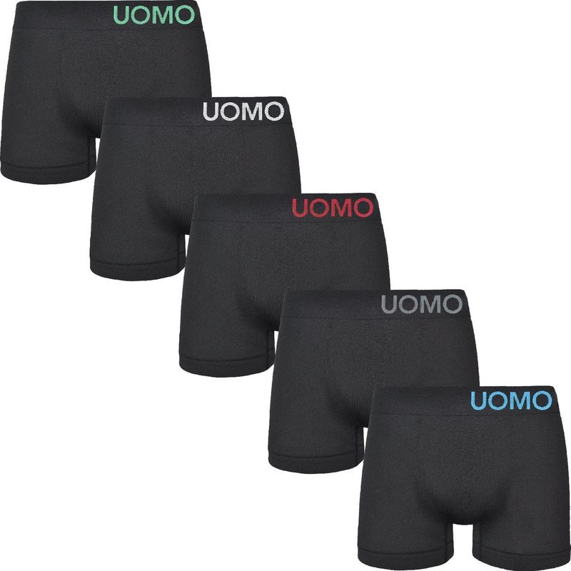 Uomo 10-Pack Heren Boxershorts - Naadloos - Uni Black - Zwart