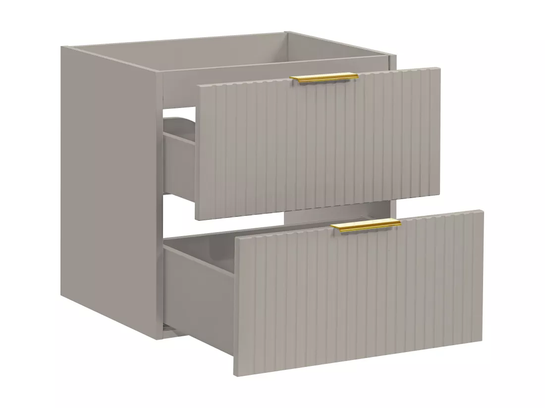 Meuble sous vasque suspendu strié - Beige - L60 cm - ZEVARA