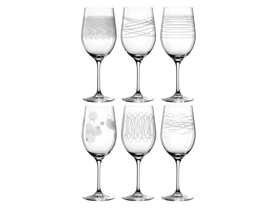 Lot de 6 verres à vin gravés 430ml Transparent Leonardo