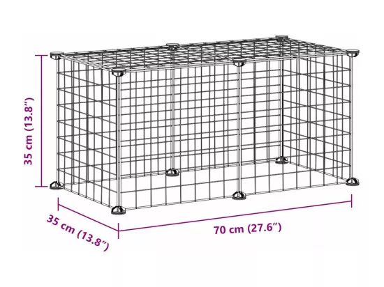 Cage animaux de compagnie à 8 panneaux Noir 35x35 cm Acier