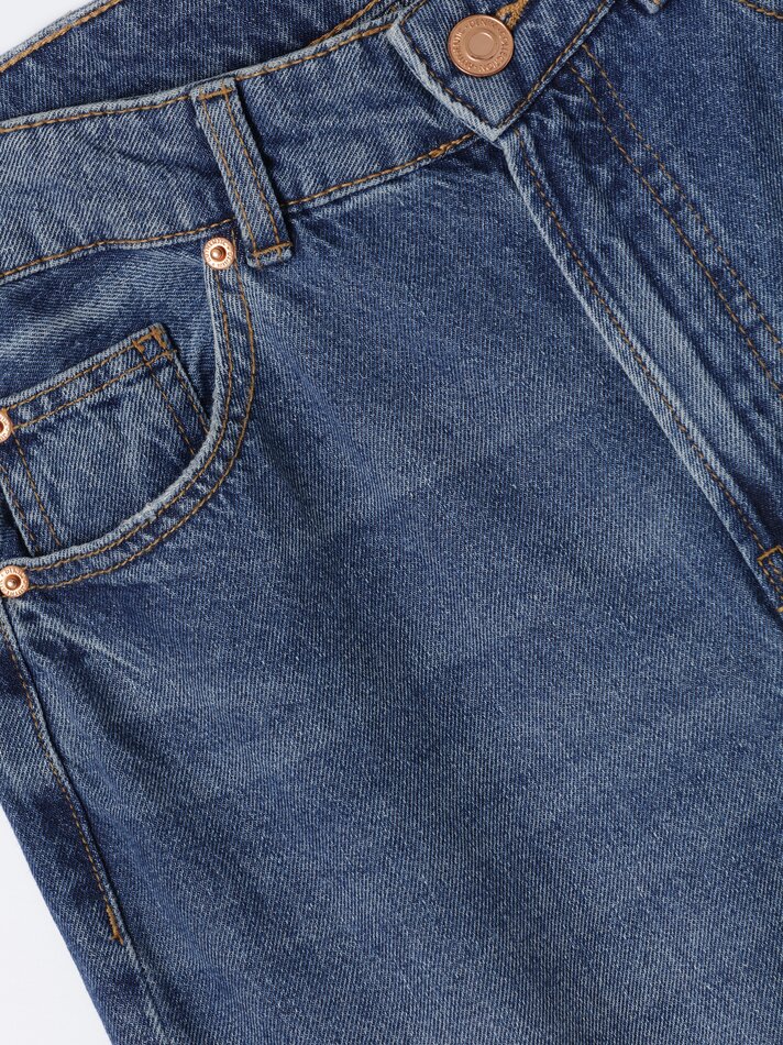 Calças culote jeans - Azul escuro