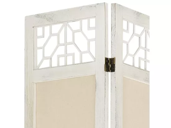 Cloison de séparation 6 panneaux Crème 210x165 cm Tissu