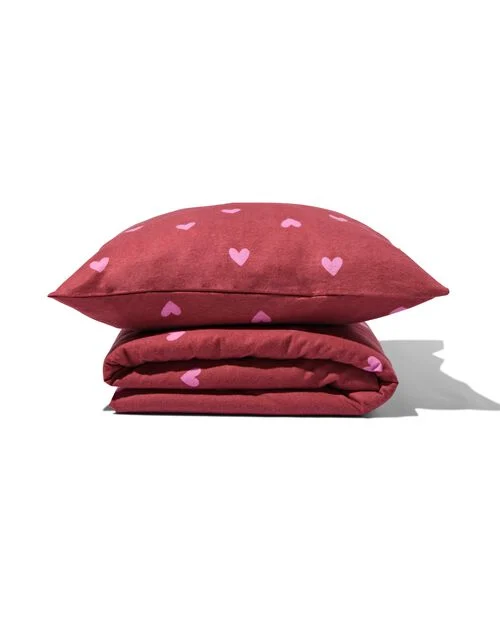housse de couette bébé 120 x 150 flanelle cœurs rouge