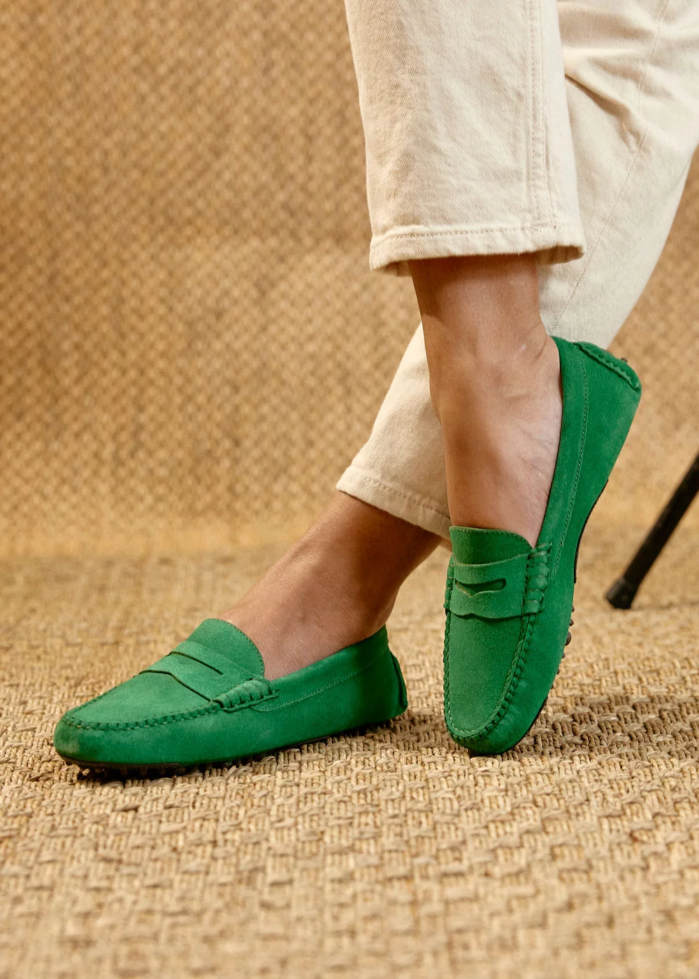 MOCCASSIN BUCK DRIVER VELOURS VERT