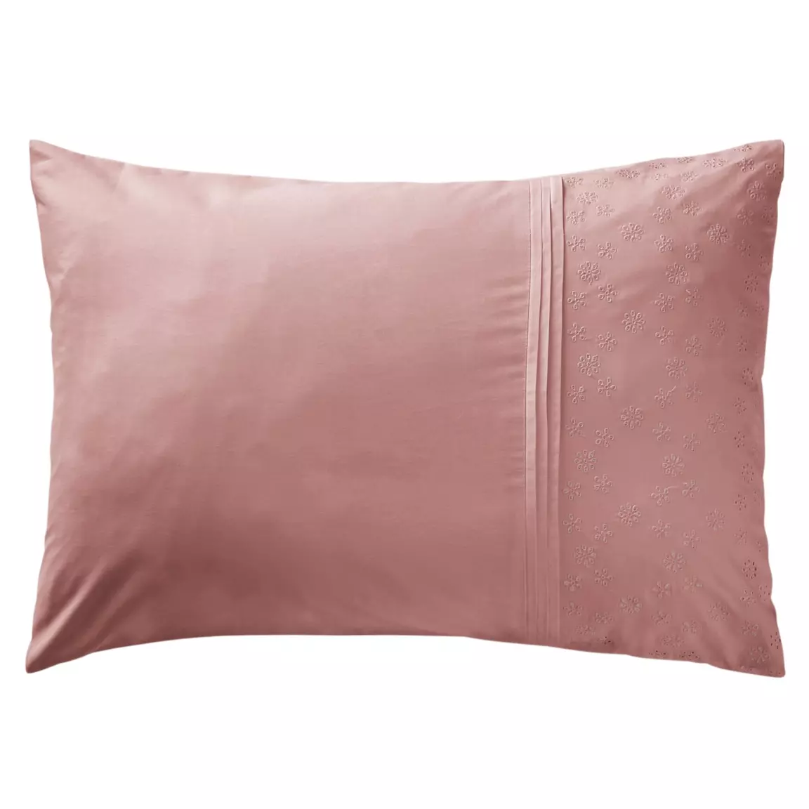 Taie d'oreiller dentelle rectangulaire coton (L70 cm) Jeanne Rose poudré
