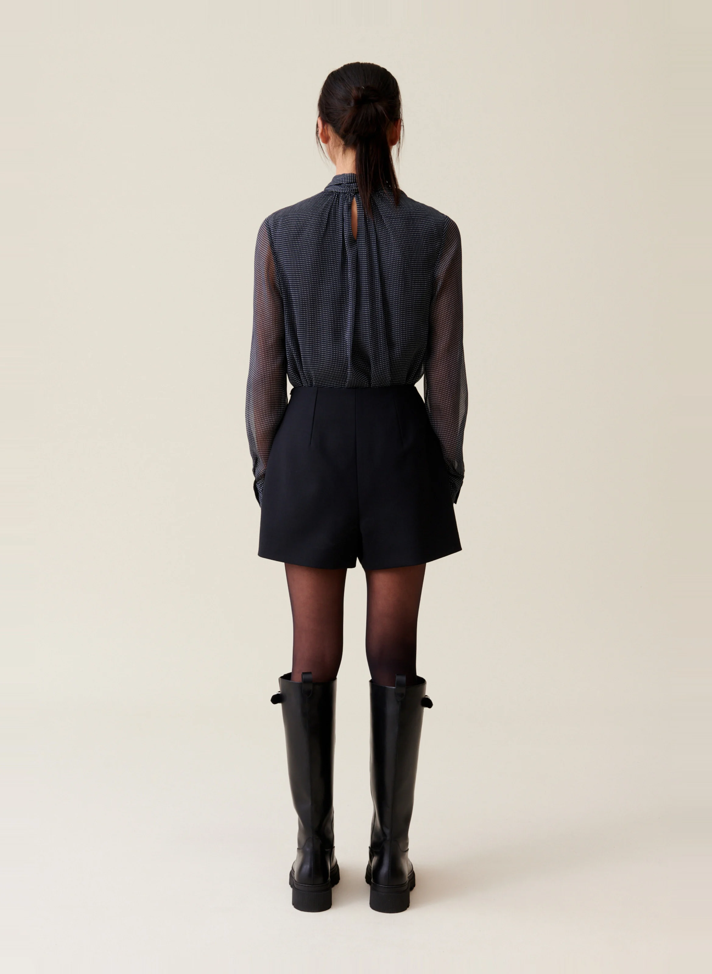 Mini short en laine mélangée | Noir