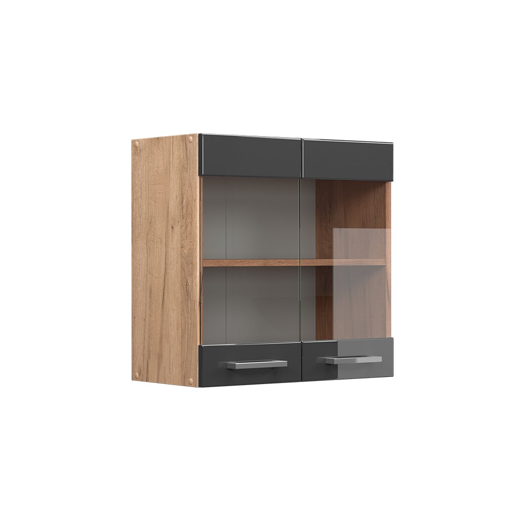 Vicco Hängeglasschrank Küchenschrank Küchenzeile R-Line 60 cm Eiche Anthrazit Tür Fächer