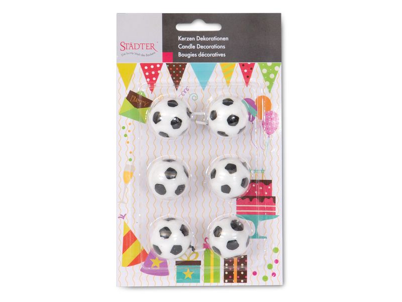 Städter Kerze Fussball 6 Stück Kerzen Dekoration für Muffins und Kuchen