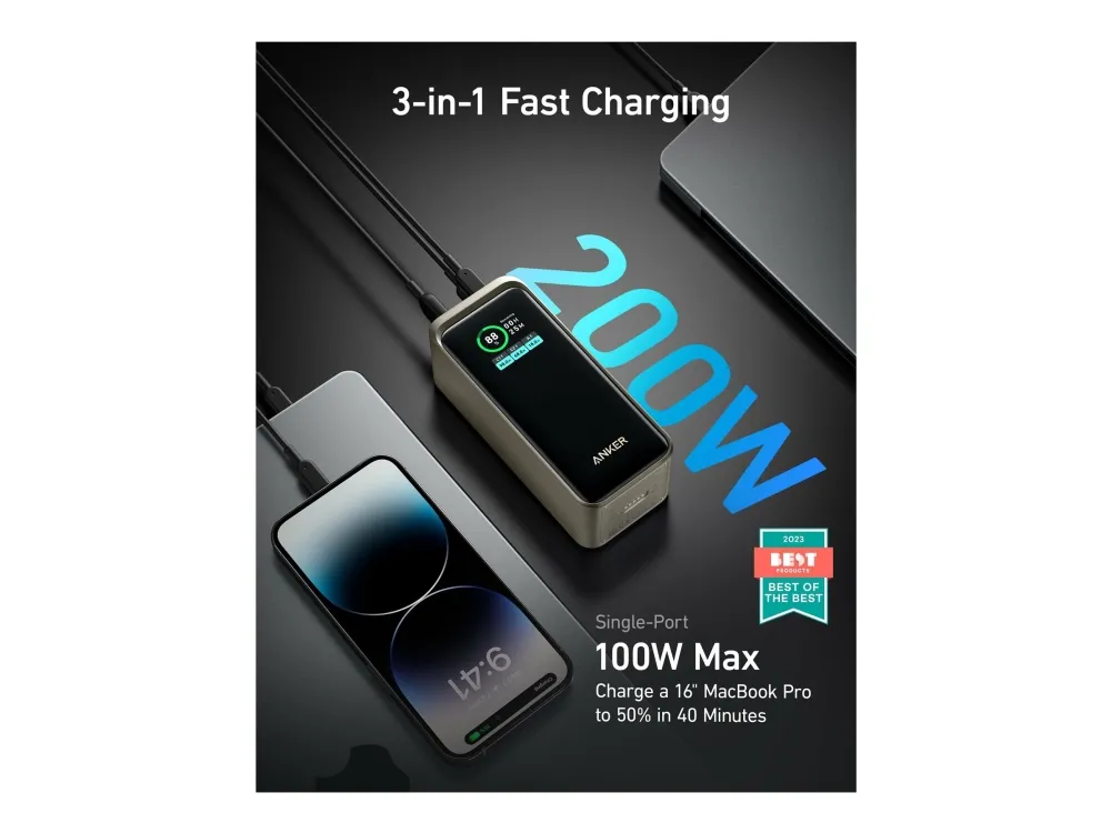 Anker Prime - Powerbank - 5 / 9 / 10 / 12 / 15 / 20 V - 200 Watt - 20000 mAh