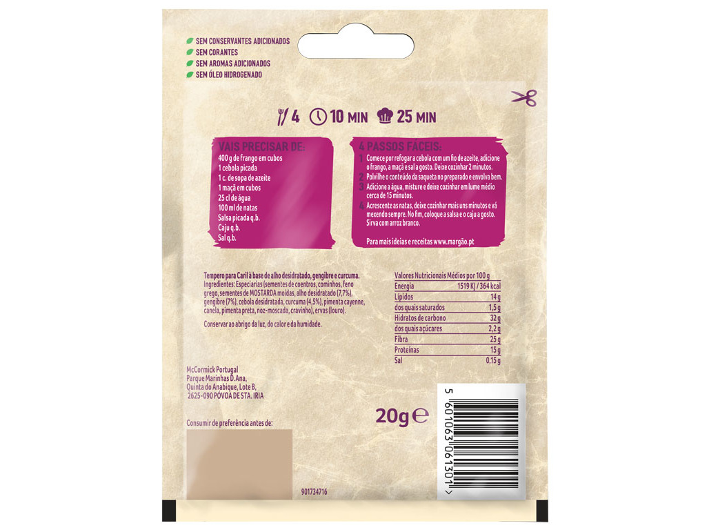 MISTURA PARA CARIL MARGÃO 20G