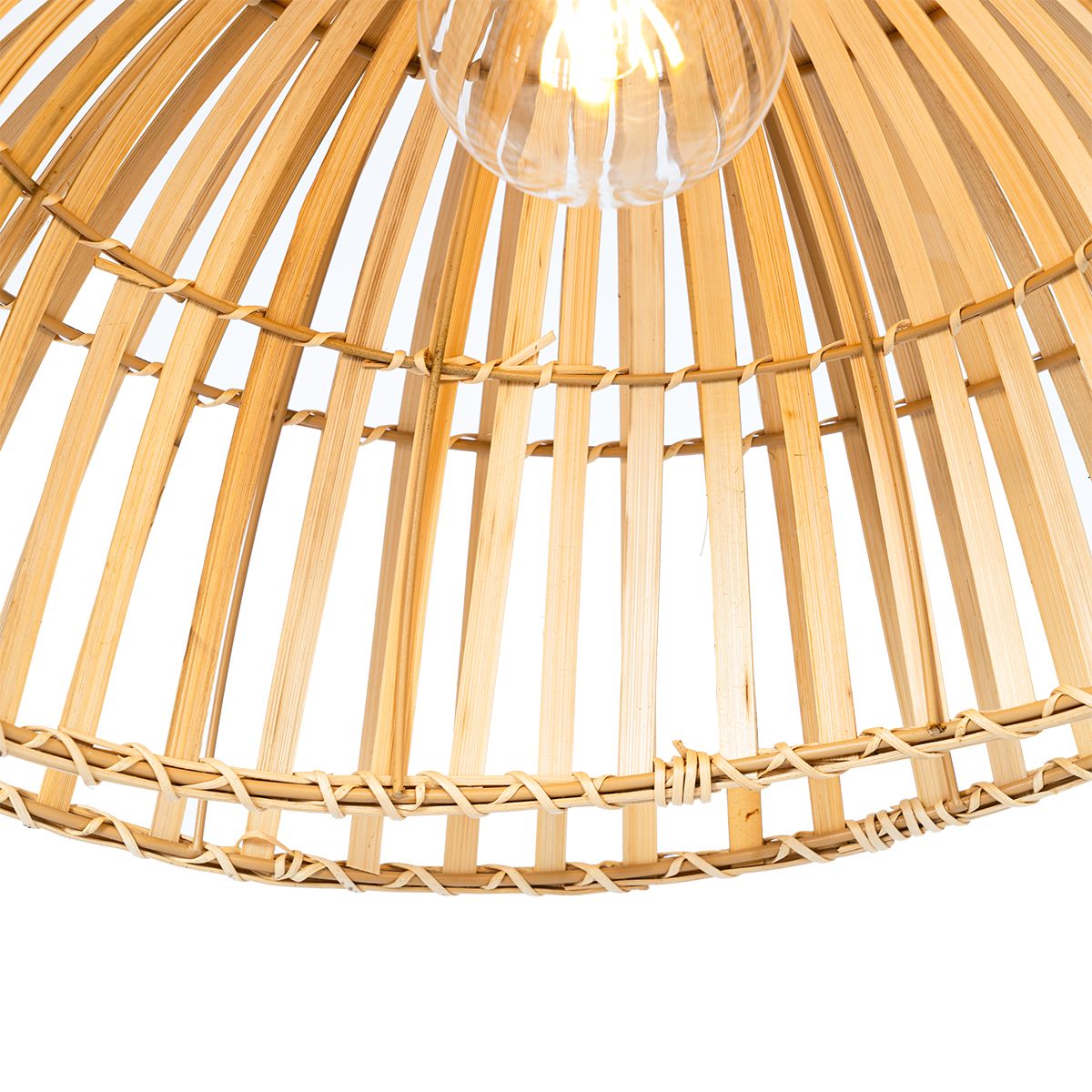 Oosterse booglamp zwart met naturel bamboe - Pua