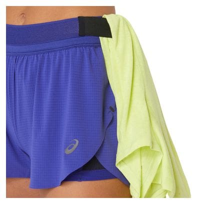 Short splité Asics Metarun Bleu Femme