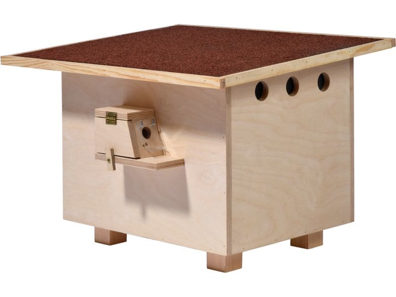 LUXUS-INSEKTENHOTELS Hummelnistkasten, 51 x 43 x 36 cm, Kie Grosser Hummelnistkasten mit wasserdichtem Bitumendach und Füllmaterial