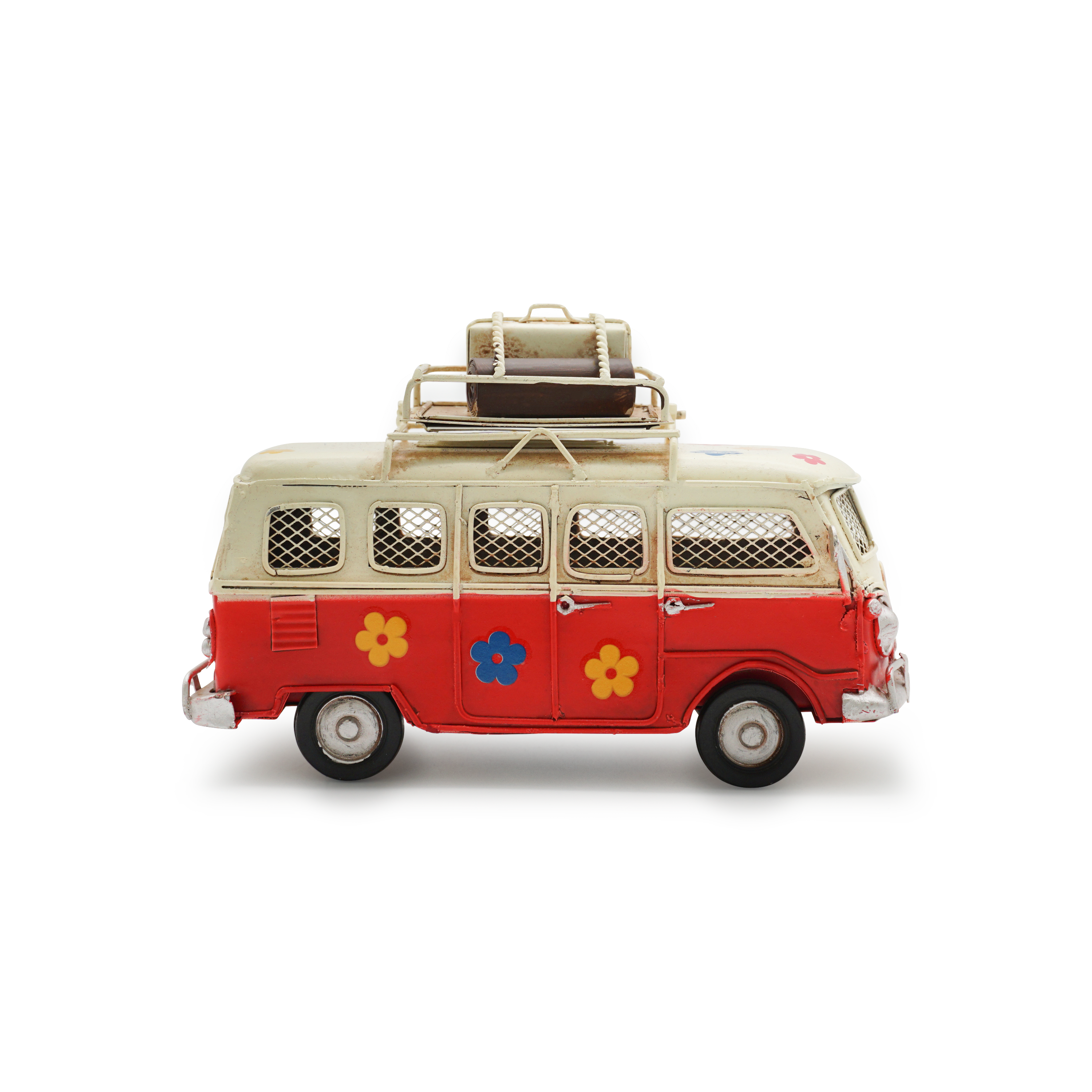 Sparkasse Hippie Bus Home Deko Geschenkidee Flower Power Spardose - Rot