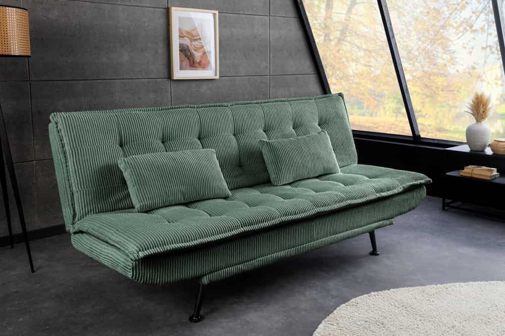 Modernes Schlafsofa JAZZ 190cm grün Cord 3-Sitzer Couch