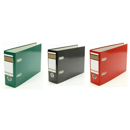 Livepac Office Ordner DIN A5, quer, 75 mm breit, 3 Stück je 1x in grün, rot und schwarz