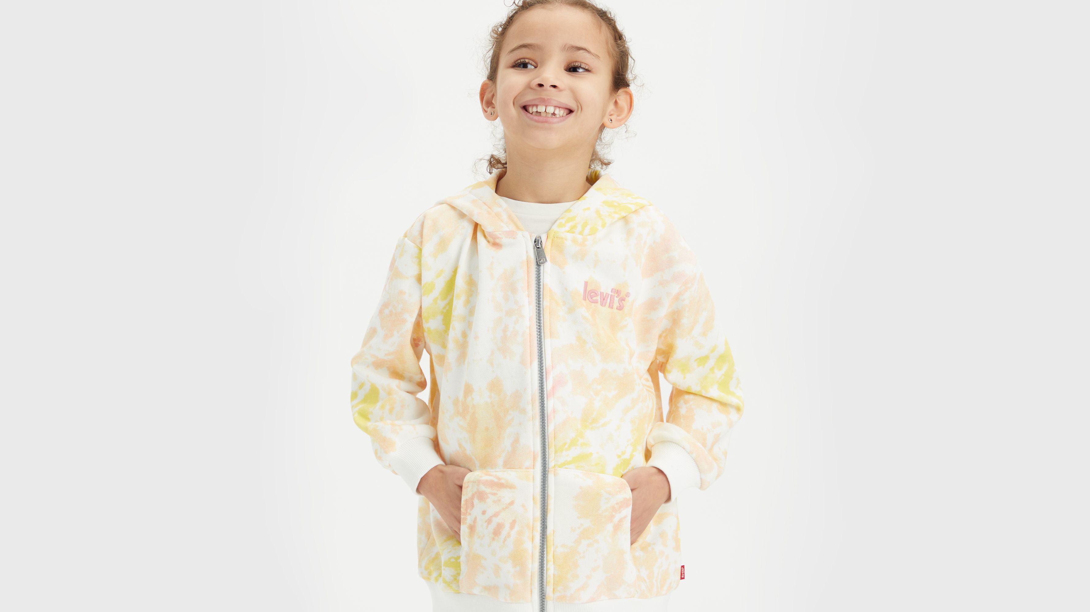 Sweat à capuche zip intégral oversize imprimé - White Alyssum - Blanc