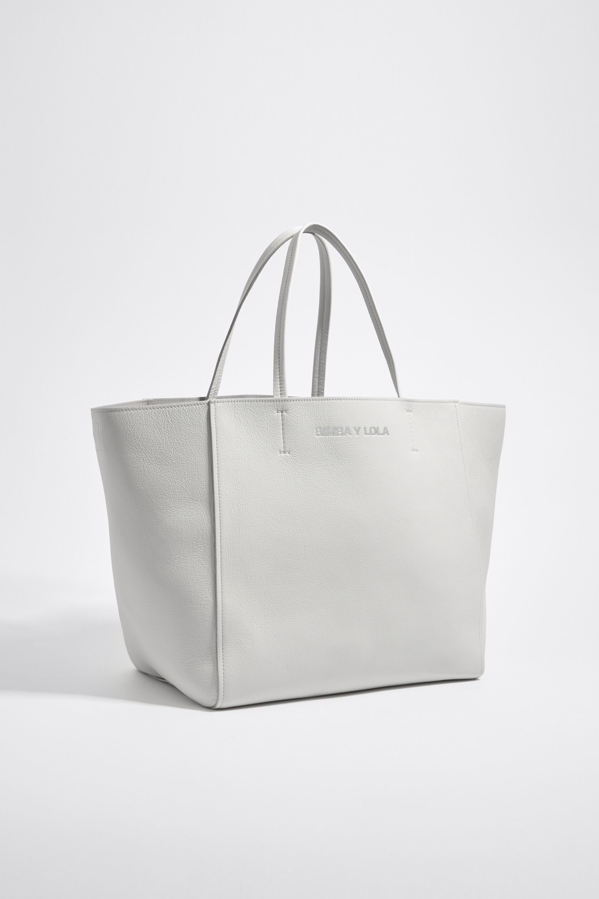 Bolsa de compras grande em couro off-white
