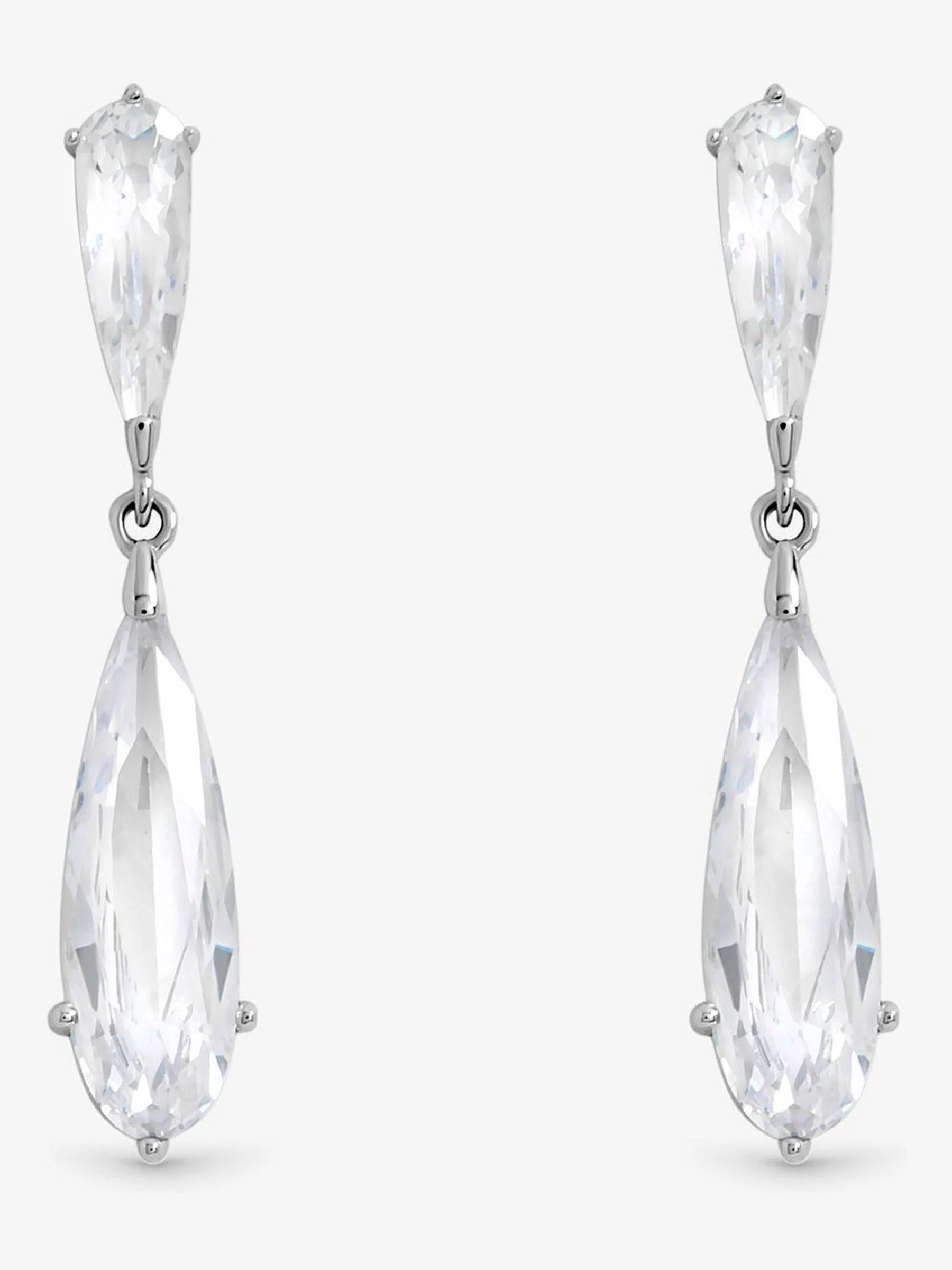 Jon Richard Rhodium Plated Delicate Crystal Drop Earrings
