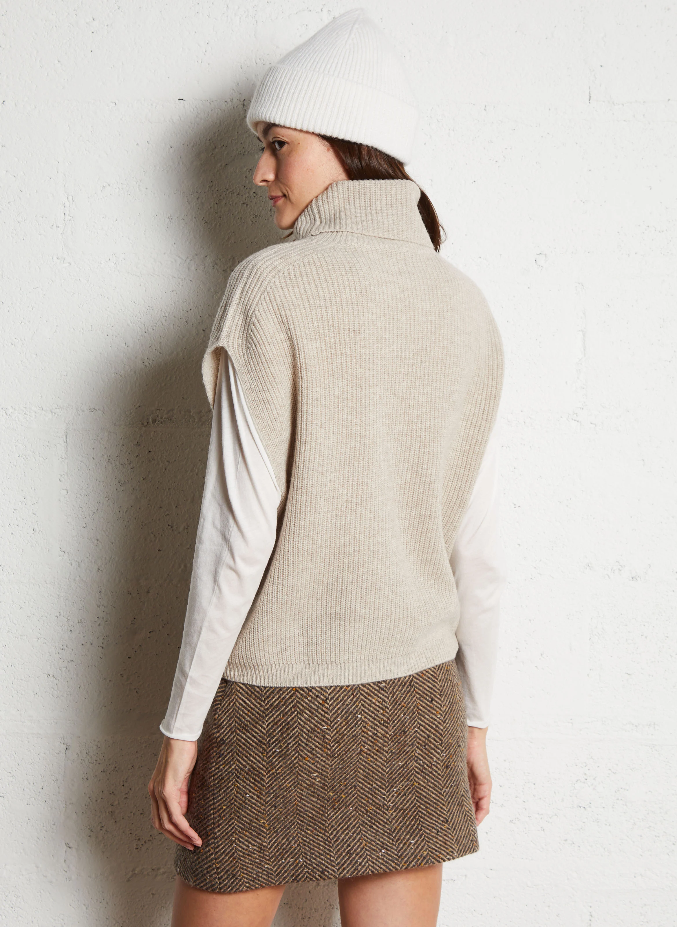 MYLAND - Col roulé droit en laine et cachemire | Beige