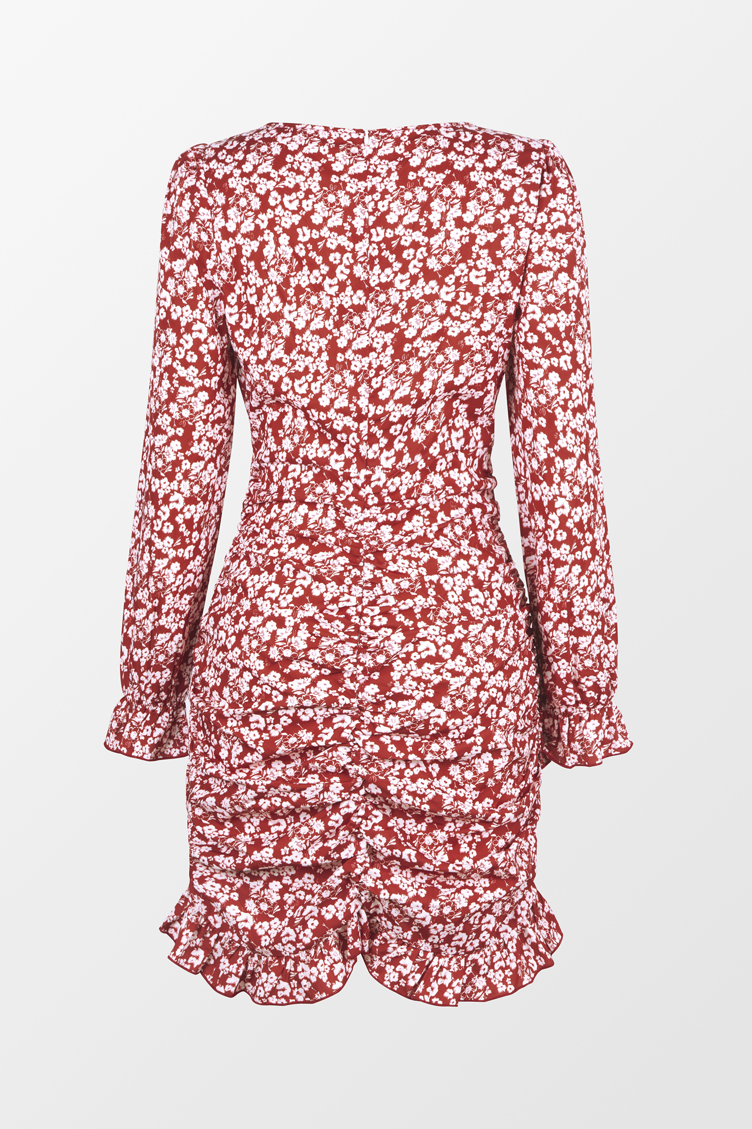 Robe mini ruchée à fleurs