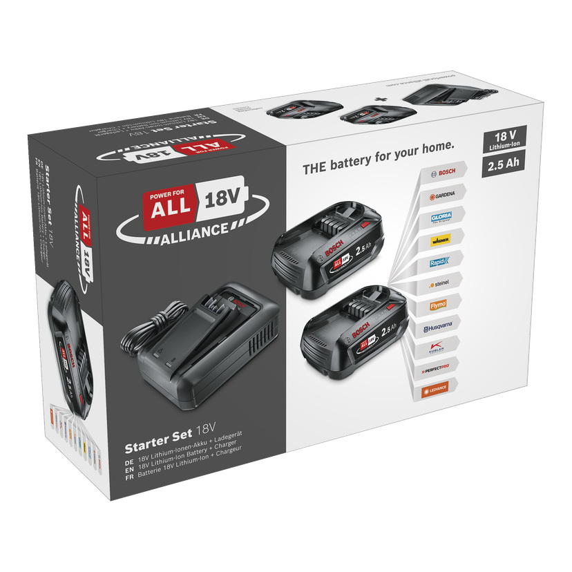 Batterier + lader 18 V 2x2,5 Ah