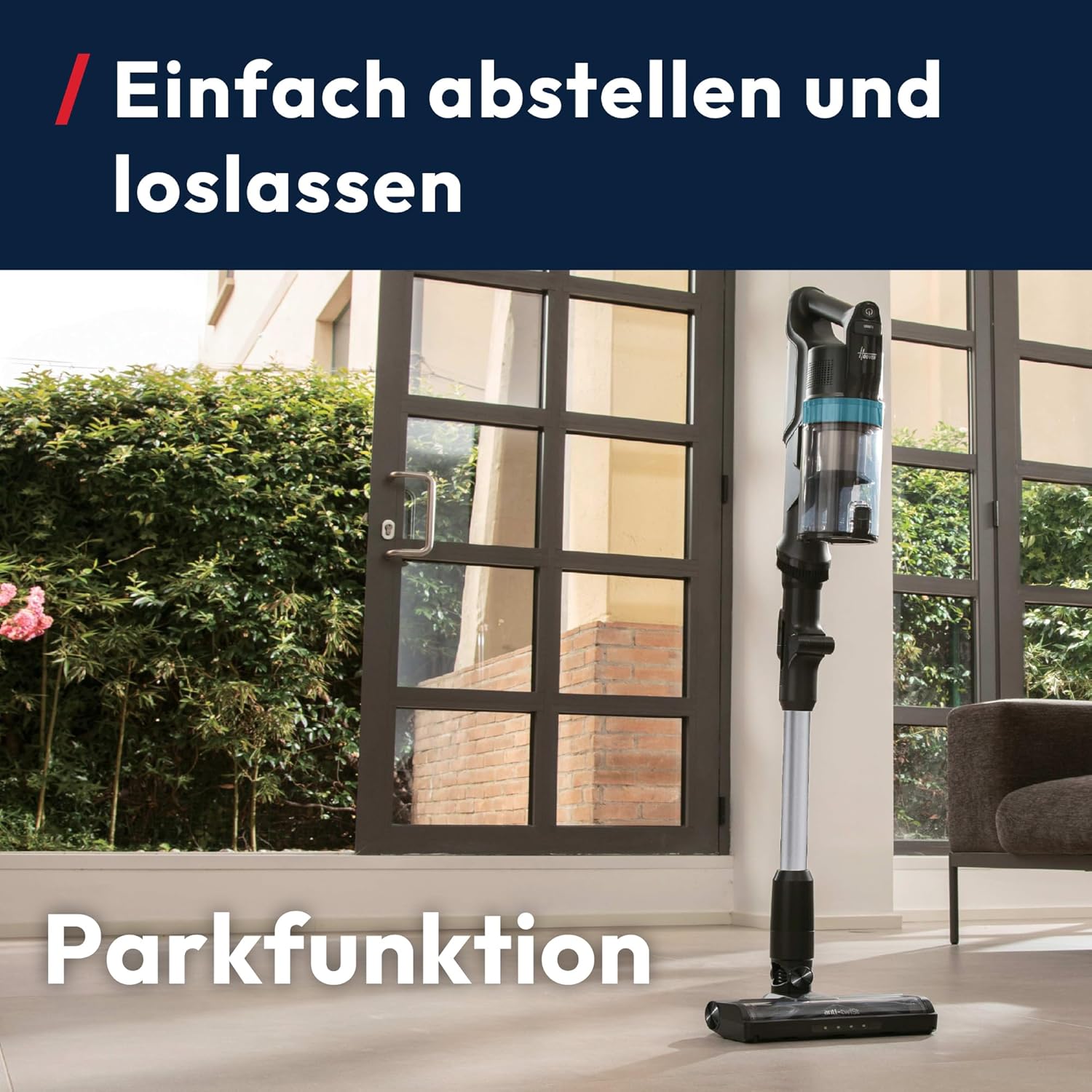 Hoover Akku-Staubsauger kabellos HF1 Plus mit flexiblem Rohr, Turbo-Modus, Universalbodendüse mit Anti-Twist-Technologie, 45 Min. Laufzeit, Parkfunktion, Mini-Turbodüse für Tierhaare [HF1PZ10PX]