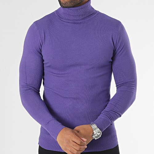 Pull Col Roulé Violet