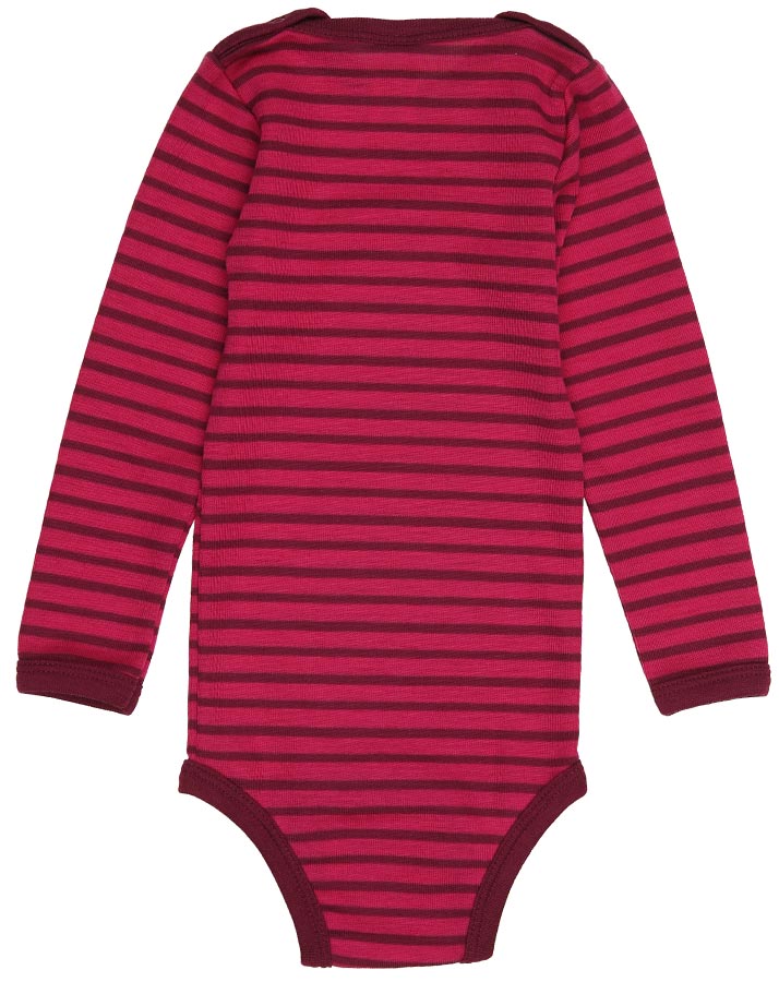 Langarm-Body STRIPES mit Seide in himbeere/orchidee