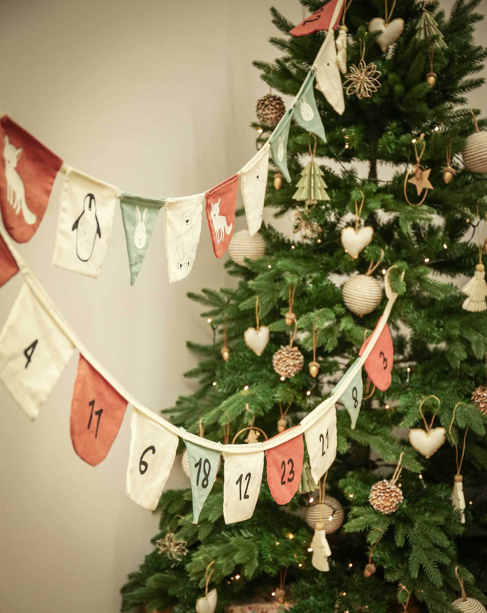 Adventskalender WENDE-WIMPELKETTE (3,2m) befüllbar