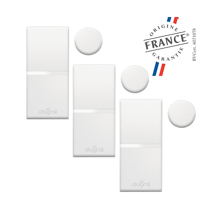Détecteur d'ouverture miniature blanc Diagral LOTDIAG39APX, lot de 3