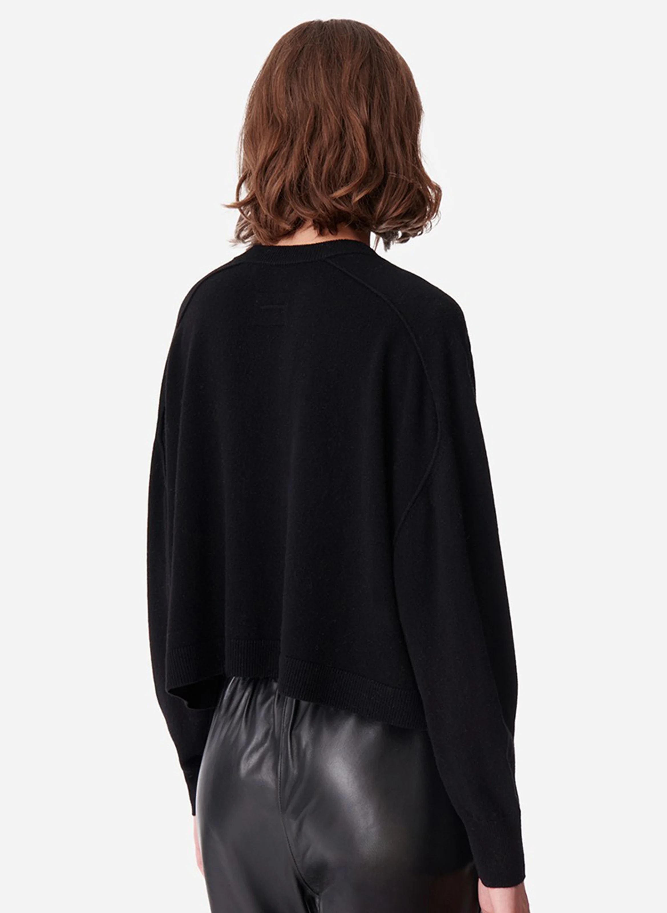 DOUVE - Cardigan col rond ample en laine | Noir