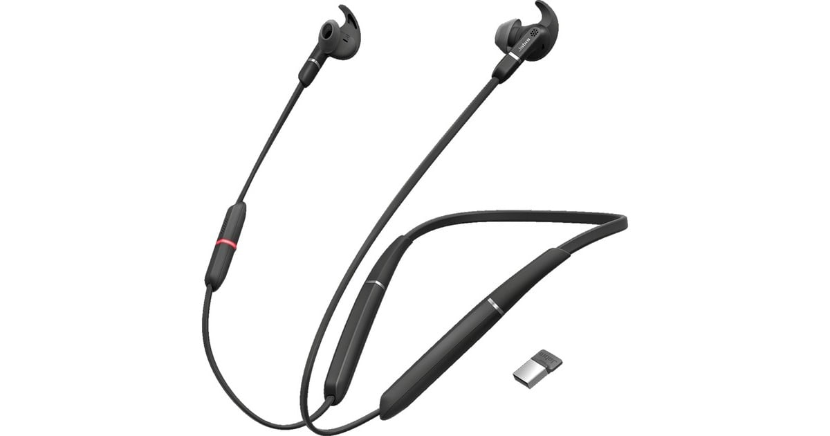 JabraEvolve 65e UC + Link 370 in-ear oortjes  (Zwart, Bluetooth 4.2 (BLTE))