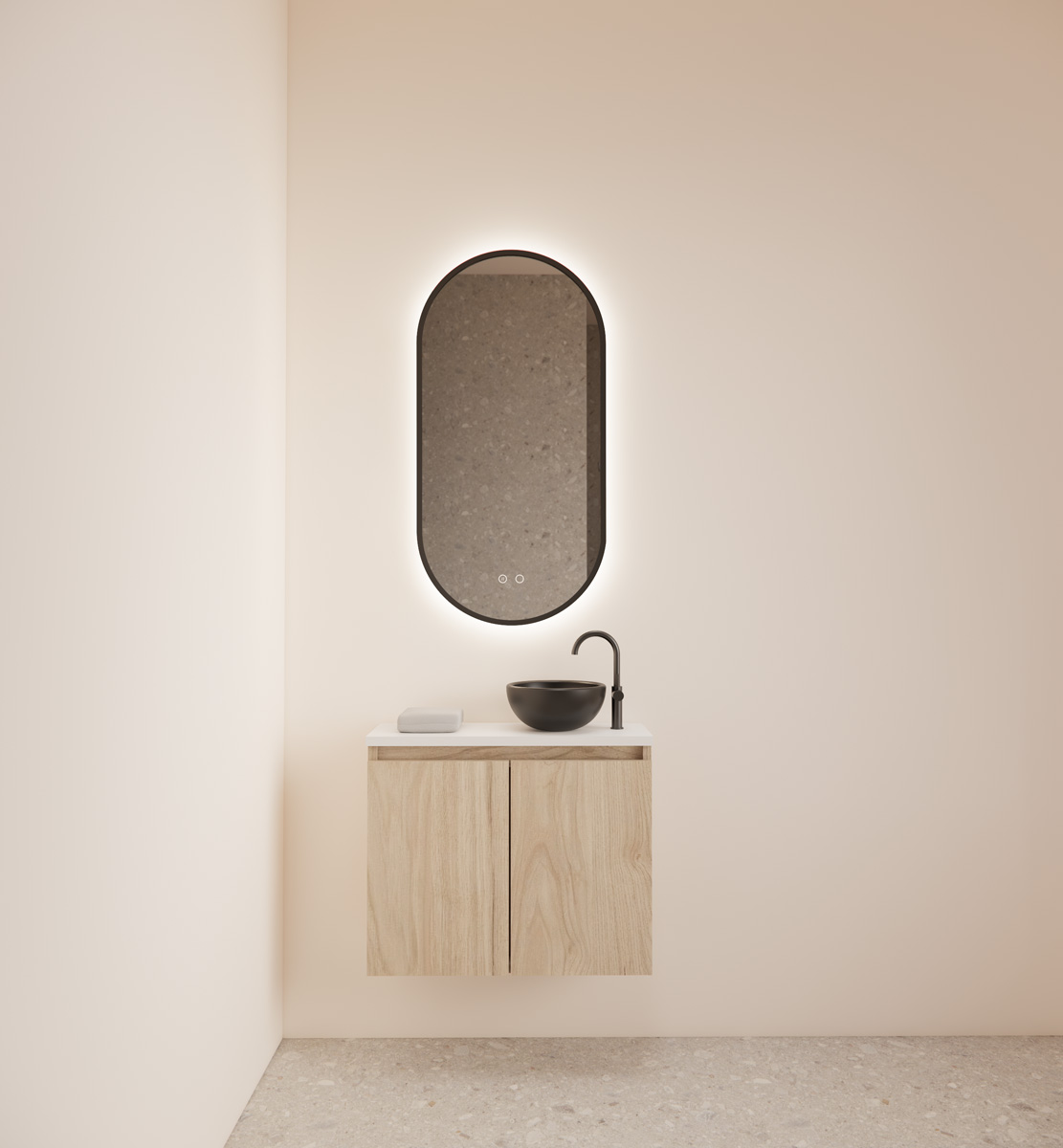 Gliss Design Echo toiletmeubel 60cm kastanje met toppaneel wit mat