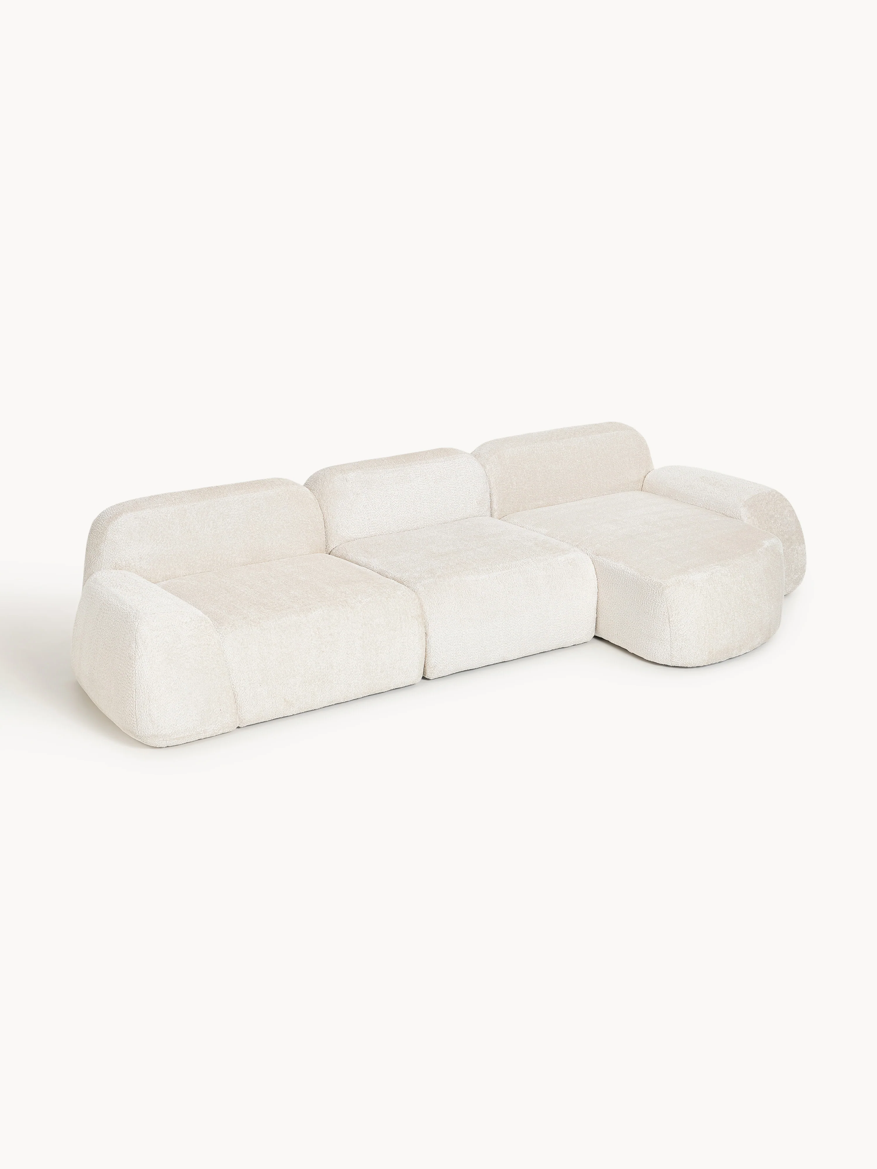 Modulaire teddy-bouclé hoekbank Wolke (4-zits)