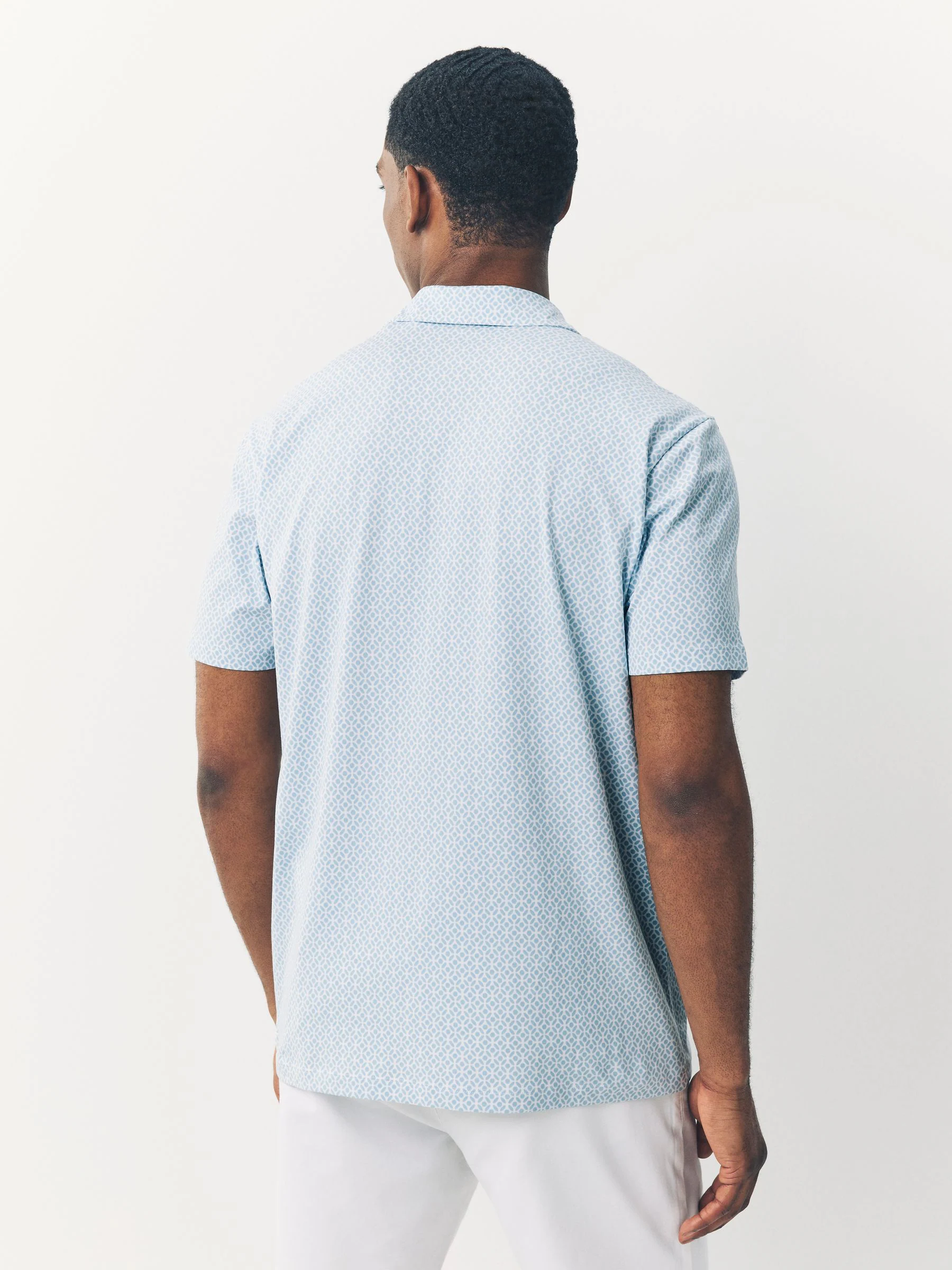 Blue marineblauw met geometrisch motief - Set van 3 jersey poloshirts met korte mouwen