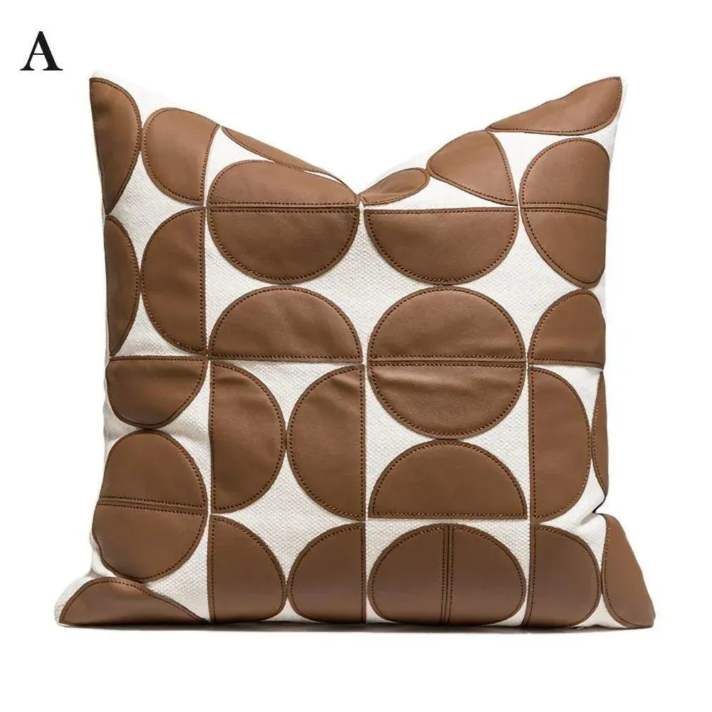 Modern Artificial Leather Cushion Cover | Geometric Decorative Pillow Cases